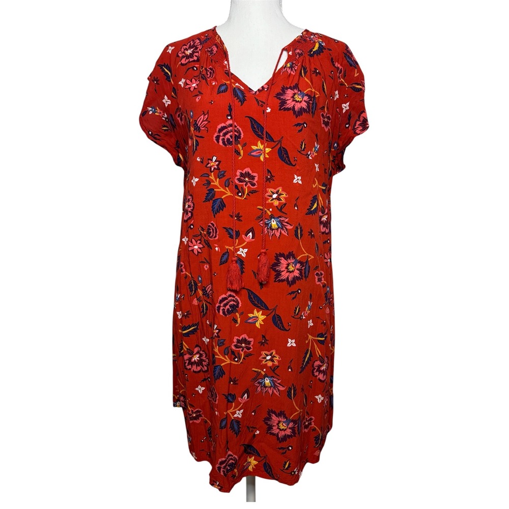 Old Navy Flutter Sleeve Swing Dress Size S Red Orange Summer Beach Relaxed Fit
